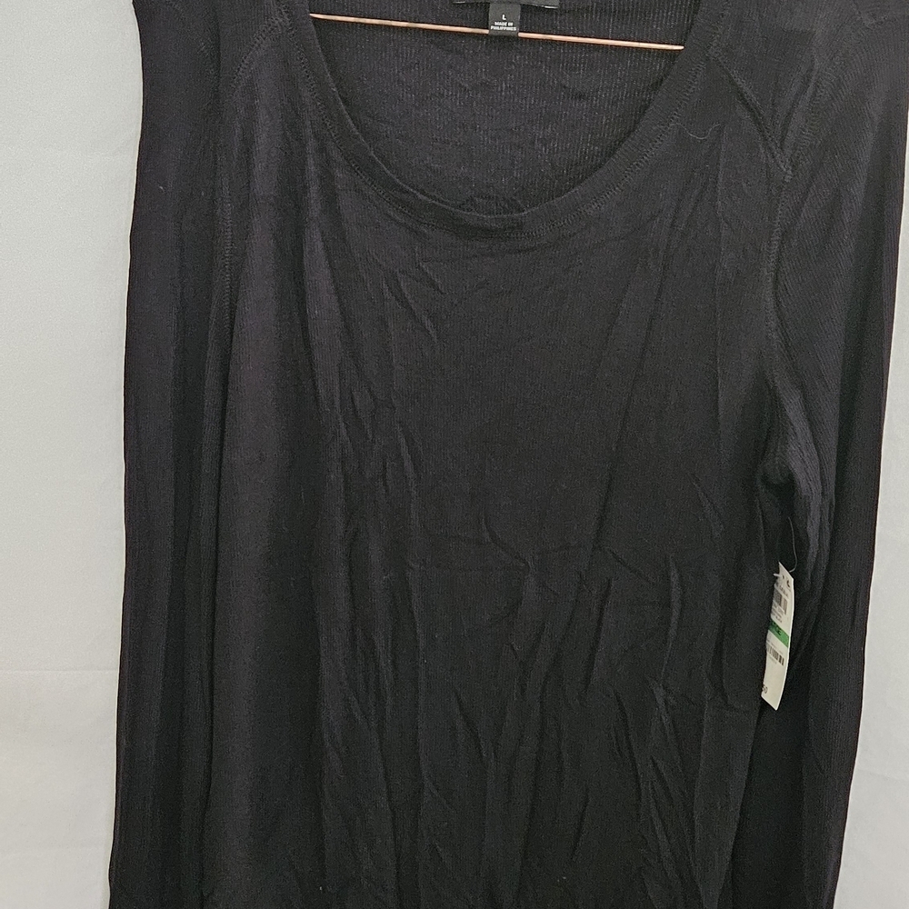 INC International Concepts Black Long Sleeve Top